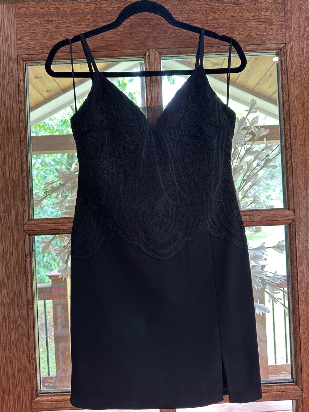 Willow + Root black embroidered cocktail dress